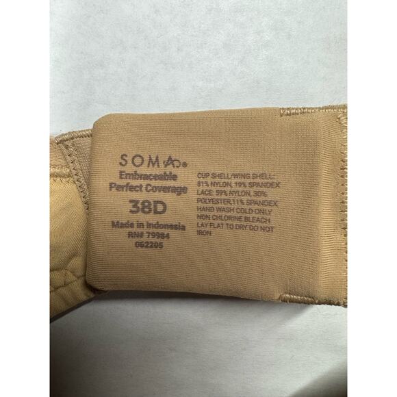 Soma Embraceable Perfect Coverage Bra Set – 38D Nude & Blush Lace T-Shirt Bras - Picture 11 of 11